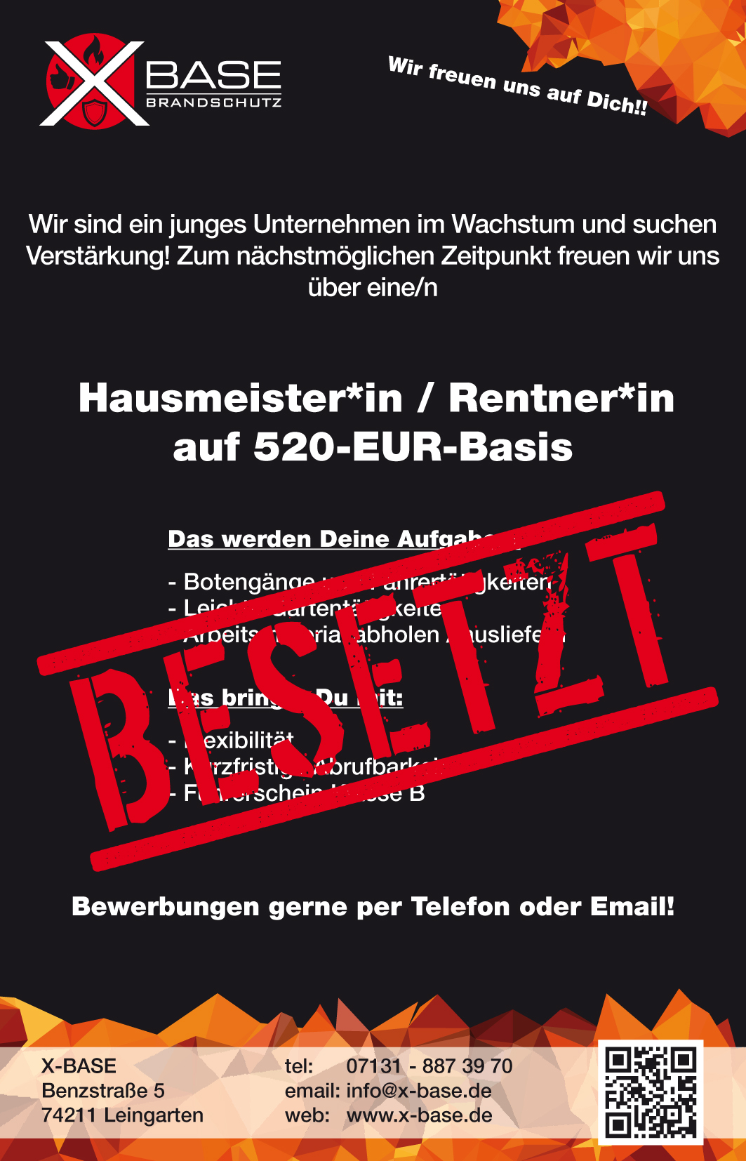 Stellenanzeige-mit-Logo-und-Flammengrafik-für-Hausmeisterstelle