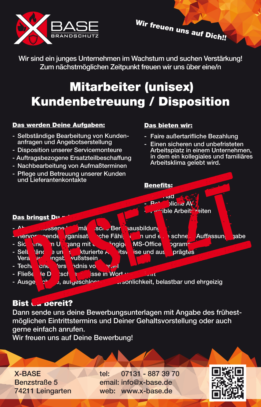 Stellenanzeige-mit-Logo-und-Flammengrafik-für-Dispositionsstelle